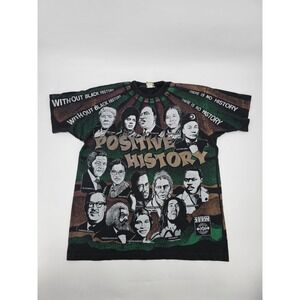 Vintage 90s Positive History AOP T Shirt Size XL Black Pride BLM MLK Malcolm X‎